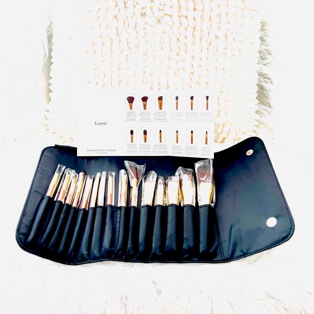 Makeup brushes and a pouch